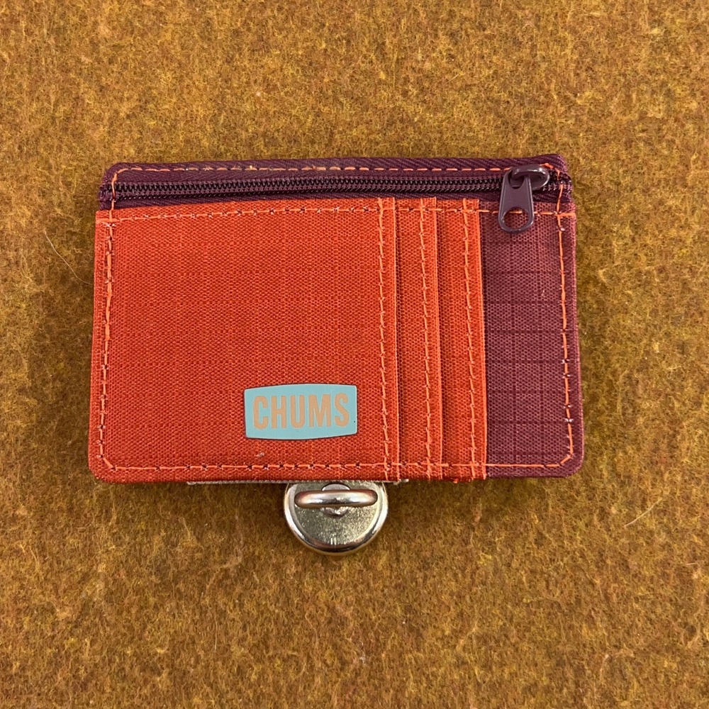 Chums Unisex OS Orange Burgundy Ripstop Nylon Card Holder Wallet NWT